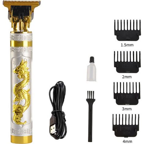 Tondeuse à cheveux électrique, tête flottante pour coupe précise, dissipation thermique performante, 4 peignes inclus, recharge USB. (1/5)