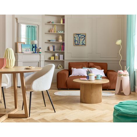 Lisa Design – Canapé droit 2 places en velours côtelé terracotta – Assise large et profonde – Coussins déhoussables – Fabrication européenne (1/5)