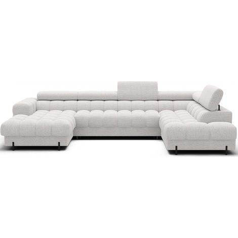 Canapé panoramique convertible Blanc angle droit FERARIA 358x93x202cm (1/5)
