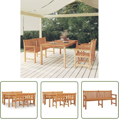 The Living Store Ensemble à manger de jardin 4 pcs Bois de teck massif - Ensemble Salon De Jardin - Meuble De Jardin - Table De Jardin - Chaises De Jardin - Banc De Jardin (1/5)