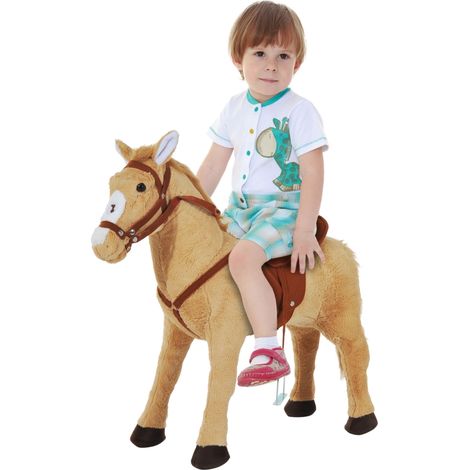 Horse Rocking, Play Horse Peluche Horse avec son 85 x 28 x 60 cm beige, idéal pour que les enfants puissent jouer et se balancer