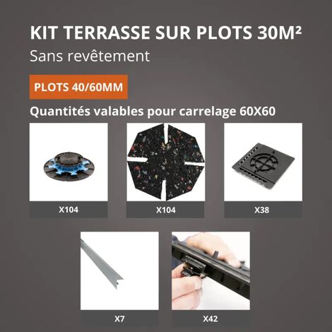 JOUPLAST - Kit per terrazza  m² - Supporti regolabili 40/60 mm