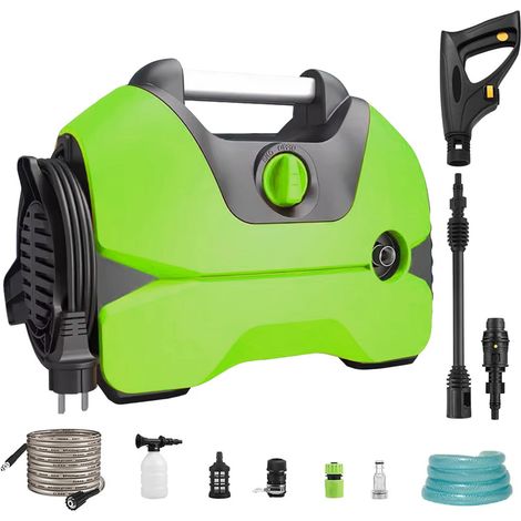 Laveuse électrique haute pression 3000W portable, pistolet polyvalent lavage voiture, machine pour sols, jardin, maison et voiture, Vert (1/5)