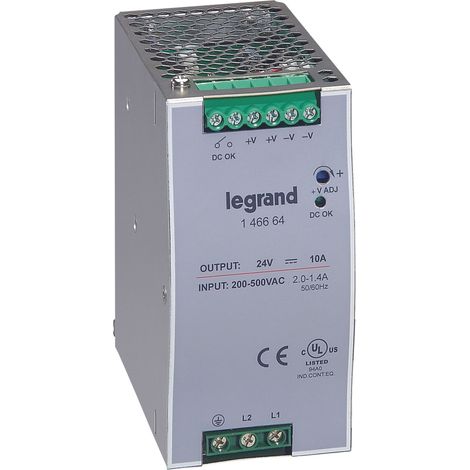 alimentation stabilisé - découpage - 200/500vac - 24vdc - 120w - 5a - legrand 146663