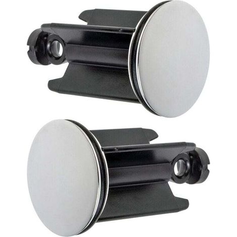 Bouchon de lavabo universel Ø 40 mm, lot de 2, finition chromée, en laiton avec joint en caoutchouc, hauteur réglable, antirouille. (1/4)