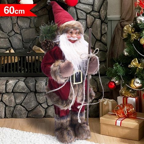 TRADE SHOP - Babbo Natale Nordico 60cm In Plastica Vestiti In Tessuto Decorazione Natalizia - (1/3)