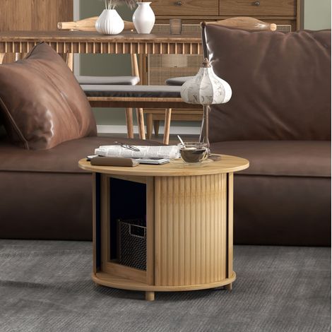 table salon rangement bambou rond 60 cm naturel cache OKMYHOME (1/5)