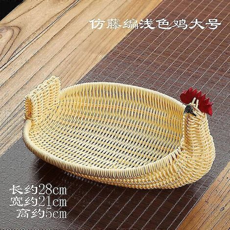 Obstkorb aus Rattan, Aufbewahrungskorb für den Haushalt, Aufbewahrungskorb mit Tiermotiv aus Rattan, multifunktionale Dekoration – große Hühnerform