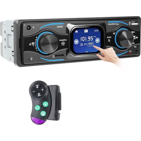 Autoradio 1 DIN con Bluetooth e USB, schermo e telecomando, lettore MP3/WMA, radio FM, porte USB/Type-C e ingresso AUX. (1/5)