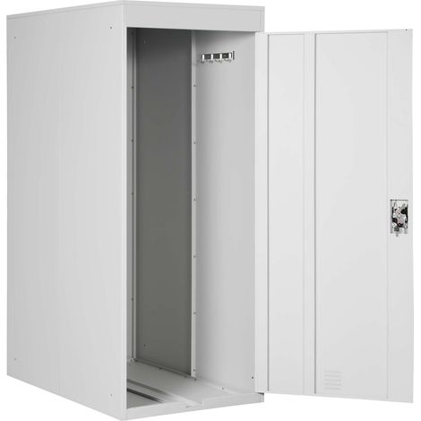 Garage armadio biciclette con serratura HHG-789 metallo verniciato box singolo grigio chiaro