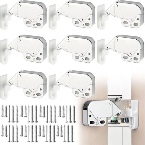 Lot de 8 Latch Loqueteaux, Mini Loquets Tactiles, Serrure d'Armoire à Ressort, Loqueteaux pour Porte Mini, pour Armoires Et Portes de Placard Avec Vis