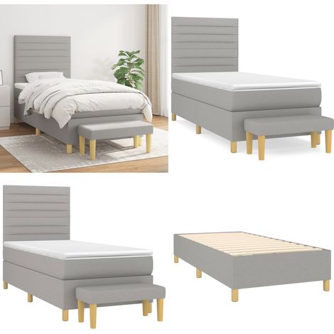 Boxspringbett mit Matratze Hellgrau 90x200 cm Stoff - Boxspringbett - Doppelbett - Schlafsofa - Bettenrahmen - Bettzeug - Home & Living (1/5)