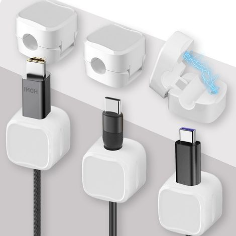 Pack Kabelclips, magnetischer Kabel-Organizer, Kabel-Organizer mit selbstklebender, magnetischer Kabelclips, Kabelhalter für Zuhause, Kabelmanagement im Büro (weiß) (1/5)