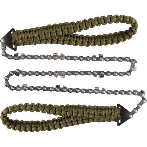 Tragbare Kettensägen-Handsäge mit Fallschirmseilgriffen, Multifunktions-Nylontasche, Kabelsäge für Überlebensausrüstung, Camping, Jagd. (65 cm)