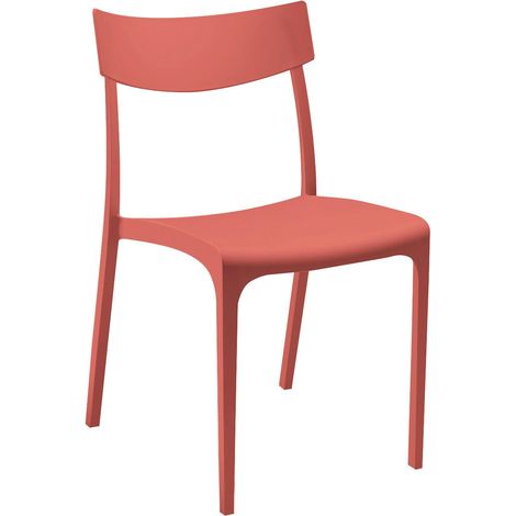 Dmora - Sedia da esterno Orcus, Seggiola da giardino, Seduta outdoor multiuso, Panchina da giardino, Made in Italy, 54x46 h80 cm, Rosso