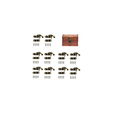 Gancho recto de bronce antiguo con cierre de rosca, ideal para decorar bolsos y joyeros de madera, juego de 10. - Crezuo