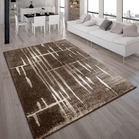 Paco Home Tappeto Moderno Di Design Pelo Corto Alla Moda Tappeto Melange Marrone Beige Crema 60x100 cm (1/4)