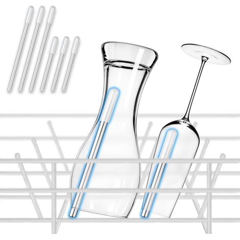 lot de 6 porte-bouteilles pour lave-vaisselle support clipsable en acier inoxydable insert lave-vaisselle pour verres à blé, verres à champagne, verres à bière, etc. (3 longs et 3 courts) (1/5)