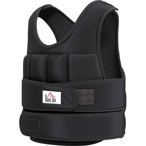 Gilet lesté réglable veste lestée 10 Kg max. poids amovibles entrainement musculation exercice boxe oxford 50x60cm noir (1/5)