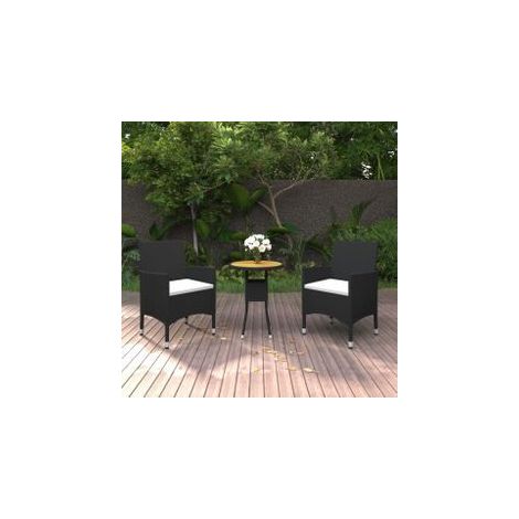 Mobilier à dîner de jardin 3 pcs Résine tressée Noir (1/5)