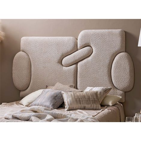 Tête de lit contemporaine en éponge beige doux 185 cm. 185 x 15 x 100 cm (1/3)