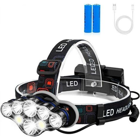Rechargeable Headlamp, 18000 Lumix Ultra Powerful Headlamp for Running, 8 Modes, USB Head Torch for Reading, Red COB Head Light for Fishing/Camping/Cycling/Hunting/Hiking (1/5)