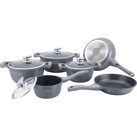 Batterie de cuisson complète effet marbre - 13 pièces - Tous feux - Gris argenté - Livraison gratuite (1/3)