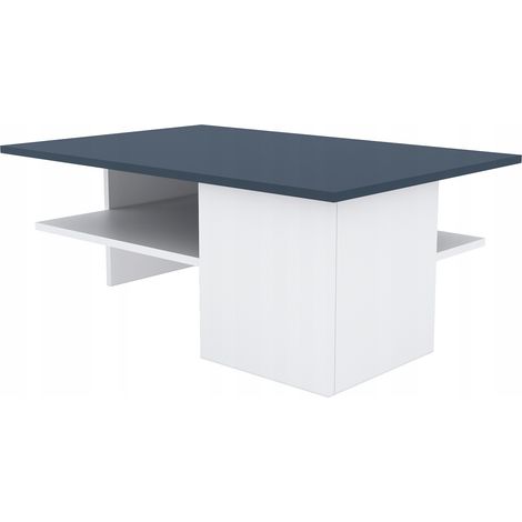 Mesa de centro 90x60x33,5 cm para salón, color blanco grafito (1/3)
