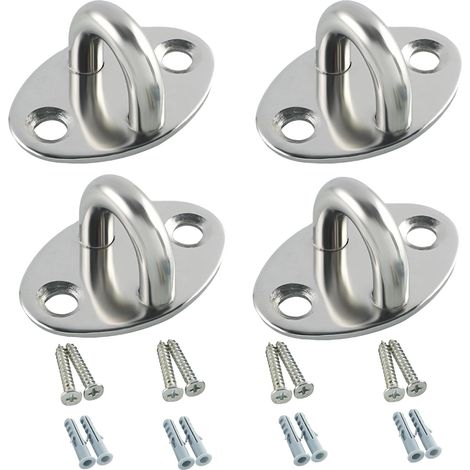 Juego de 4 placas de ojales duraderas, ganchos de techo resistentes de 4 cm, ganchos para techo de balcón, ganchos de pared. (1/4)