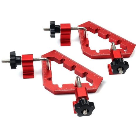 RHG Pince d'angle en alliage d'aluminium pour fixation de panneau auxiliaire 45/90 degrés Pince carrée Outil de charpentier Pinces d'angle pour le travail du bois（2 articles） (1/5)