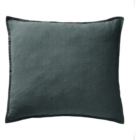 Lot de 2 taies d'oreillers 60 x 60 cm en lin lavé bleu - LUISA (1/5)