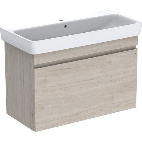 Meuble sous vasque + vasque céramique Geberit Renova Plan 850x616x480 mm noyer épais (1/4)