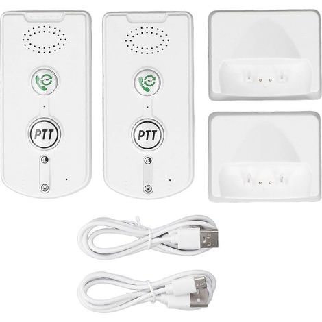 Interphone vocal bidirectionnel pour la maison, idéal pour les seniors, à commande vocale, mains libres, sans fil, portée de 1000 m, blanc