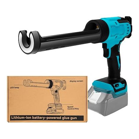 Silicone Gun Compatible with 18V Battery, 300ml Silicone Gun with 6 Adjustable Speeds & Anti-Drip System with LED Light for Renovation, Glass and Sealing (without Battery) (1/5)