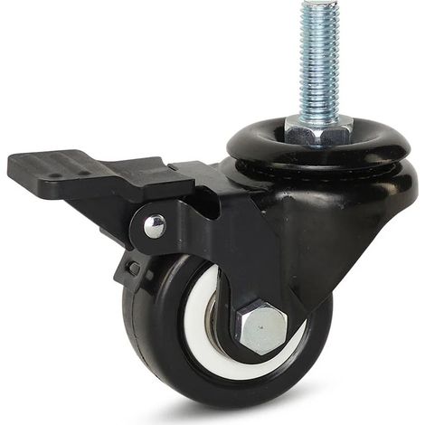 Roue pivotante freinée - MESO - PU noir - Filetage - 50mm - 60kg