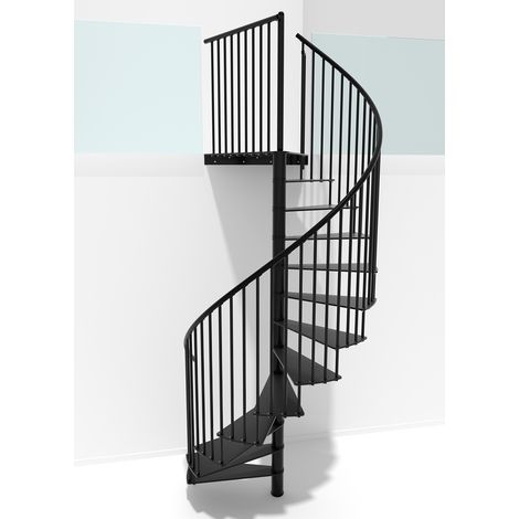 Minka Spindeltreppe Portofino 42 - 300,3cm Geschosshöhe Schwarz 160cm Durchmesser