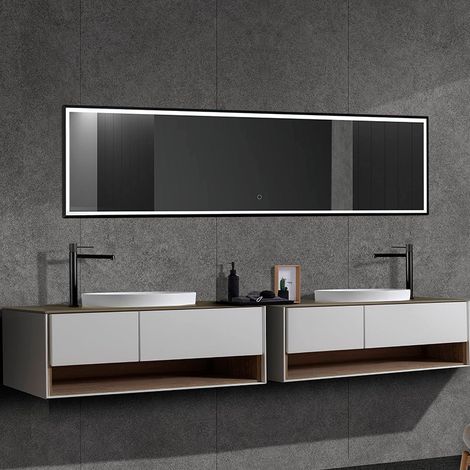 Espejo Led Rectangular Frontal Negro Nueva York Para Baños Modernos - LEDIMEX