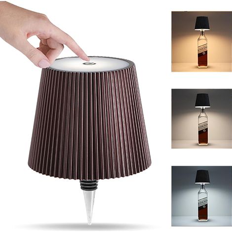 Lampe LED intensité variable pour bouteille, 3 couleurs + tactile, 3000/4000/6000K, lampe de table chambre, bar, convient pour sans fil, veilleuse (1/5)