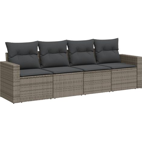 Maison Exclusive - 4-tlg. Garten-Sofagarnitur mit Kissen Grau Pol