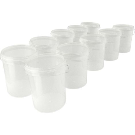 10 seaux avec couvercle Seau à vide en plastique poignée 15,9l alimentaire transparent transparent