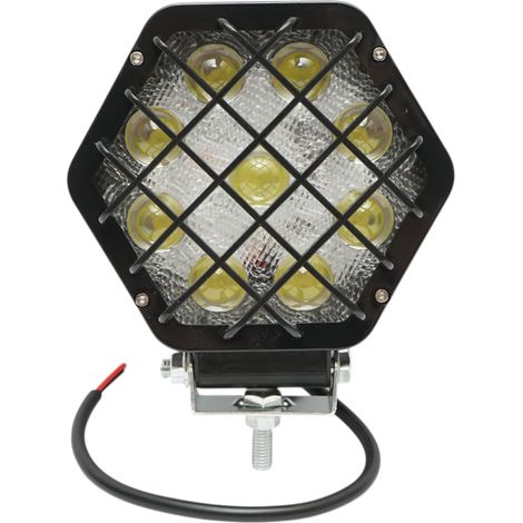 Lampada proiettore esagonale con griglia metallica nera, 9 LED, angolo di fascio 30, DC 10-80V 27W Breckner Germany (1/5)