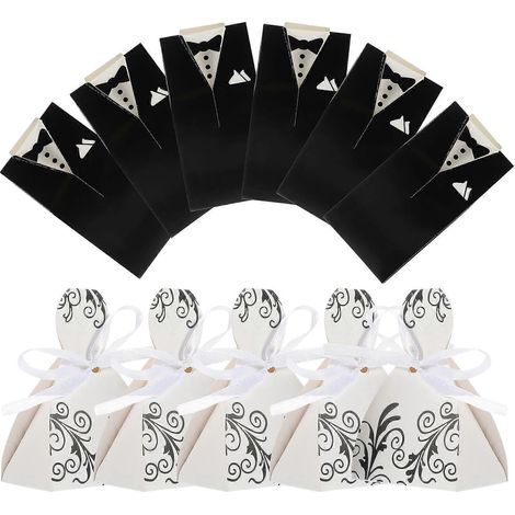 100 boîtes à dragées romantiques en carton pour mariage, boîtes à chocolats et bonbons.-10X5CM (1/3)