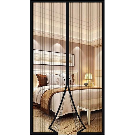 Moustiquaire Porte Fenetre Aimantée Magnetique, Rideaux Anti Mouches pour Porte, Rideaux Toile Insect Ecran, Moustiquaire Baie Vitree Coulissante, Magnétique Moustique Sans Perçage (120 x 210cm, noir) (1/4)