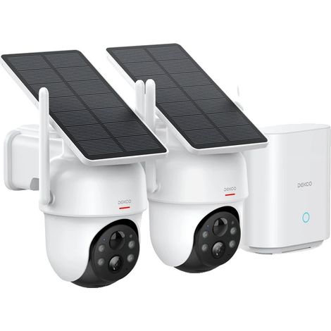 Sistema de cámara solar, configuración inalámbrica, seguimiento de movimiento, color beige. (1/2)