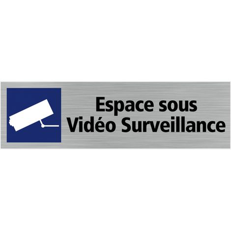 Signaletique.Biz France – Plaque de porte pictogramme caméra – Aluminium brossé 170x50 mm – Adhésif pour fixation rapide – Signalétique professionnelle