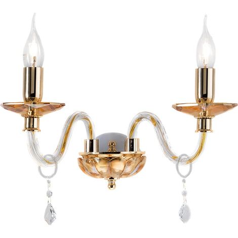 Applique classique en verre et cristal avec abat-jours plissés Cecilia 2 (1/2)