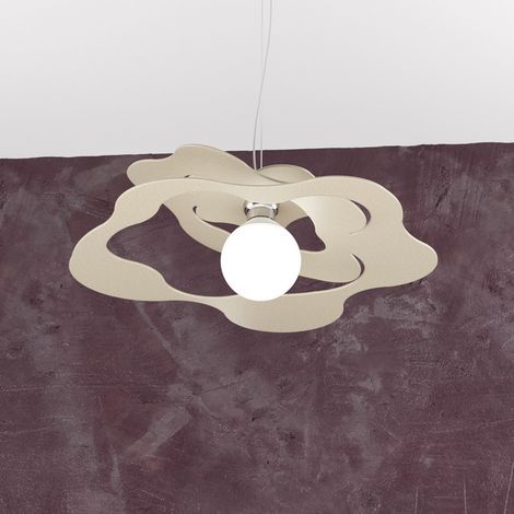 Lampadario moderno top light ripples 1158 s50 e27 led metallo sospensione, finitura metallo sabbia (1/5)