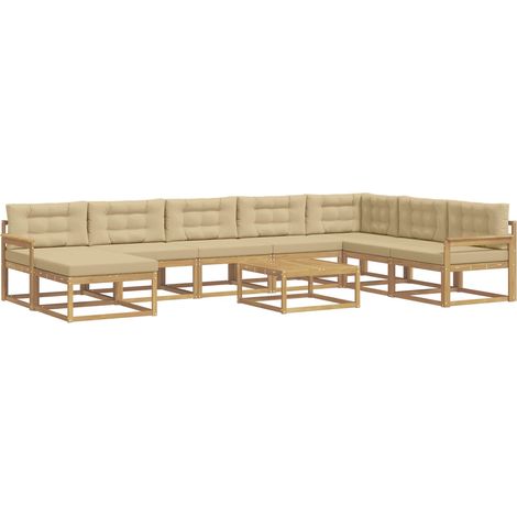 Ensemble de canapés d'extérieur 9 pc Blanc et Beige vidaXL (1/5)