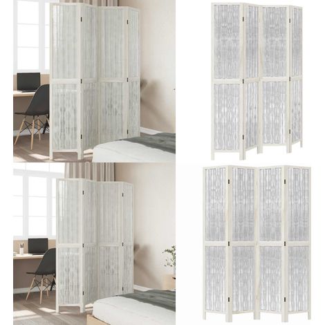 Cloison de séparation 4 panneaux blanc bois de paulownia massif - Séparateur De Pièce - Écran D'intimité - Cloison Pliable - Décoration Murale - Rangement - Home & Living (1/5)