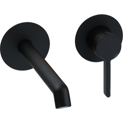 Miscelatore monocomando lavabo a parete colore nero opaco con corpo incasso Pollini Lumea LT700251040 Nero opaco (1/3)